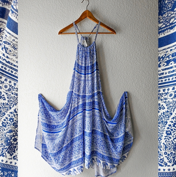 Live 4 Truth Blue and White Bohemian Dress - Picture 1 of 5
